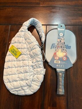 Franklin Light Blue Youth Pickleball Paddle with Quilted Light Blue Sling Bag